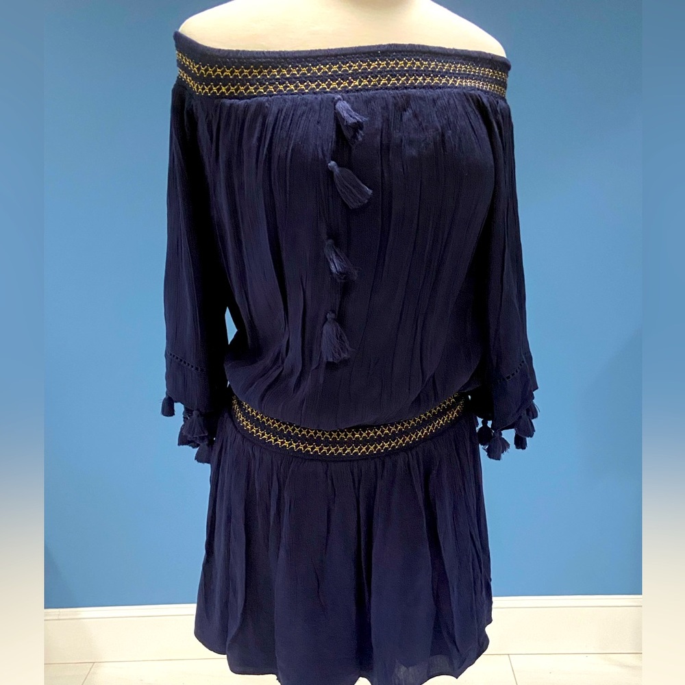Lily Navy Off Shoulder Dress